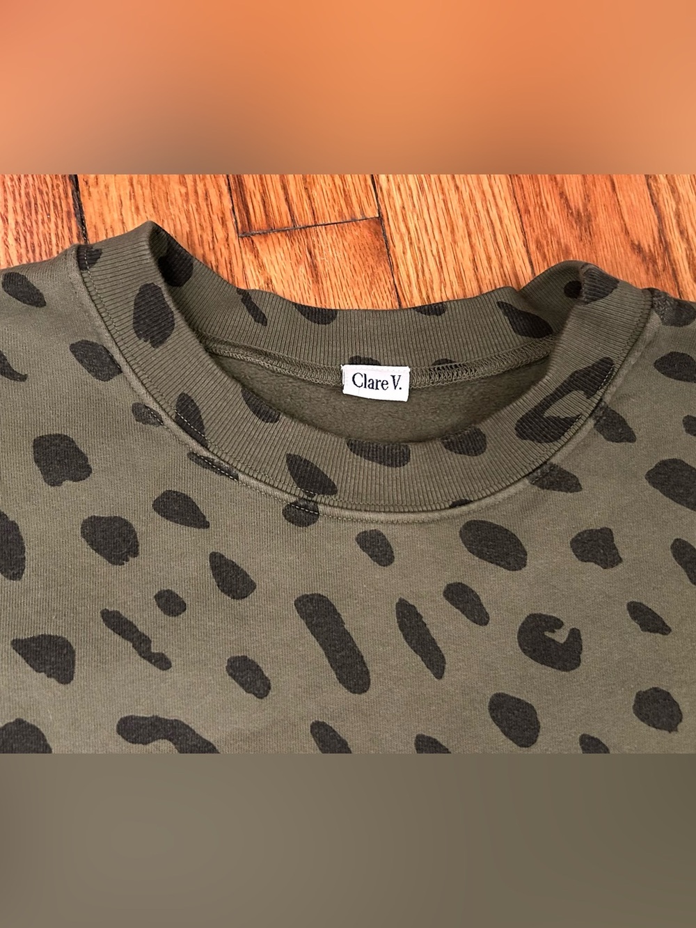 Clare V. Green Leopard-Print Le Drop Sweatshirt - Picture 6 of 7